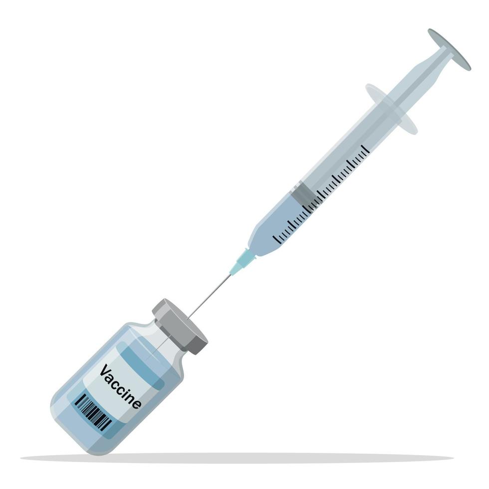 ampul en spuit. virus vaccin. vector afbeelding