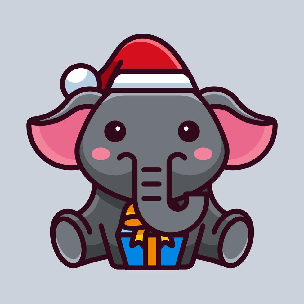 schattige olifant viert kerst vector