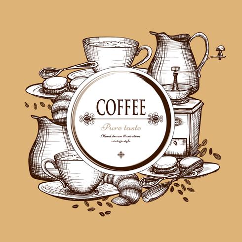 Koffie samenstelling vintage stijl samenstelling poster vector