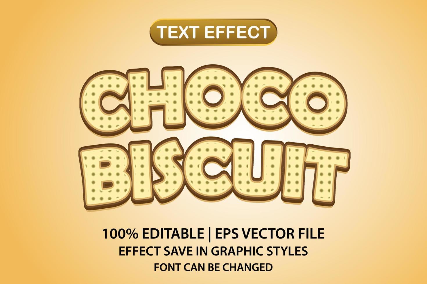 choco biscuit 3d bewerkbaar teksteffect vector