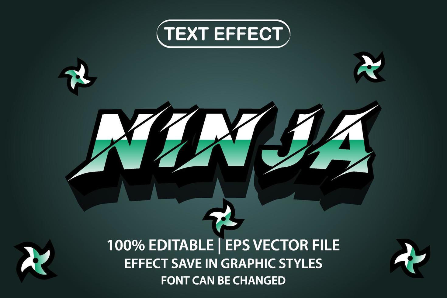 ninja 3d bewerkbaar teksteffect vector
