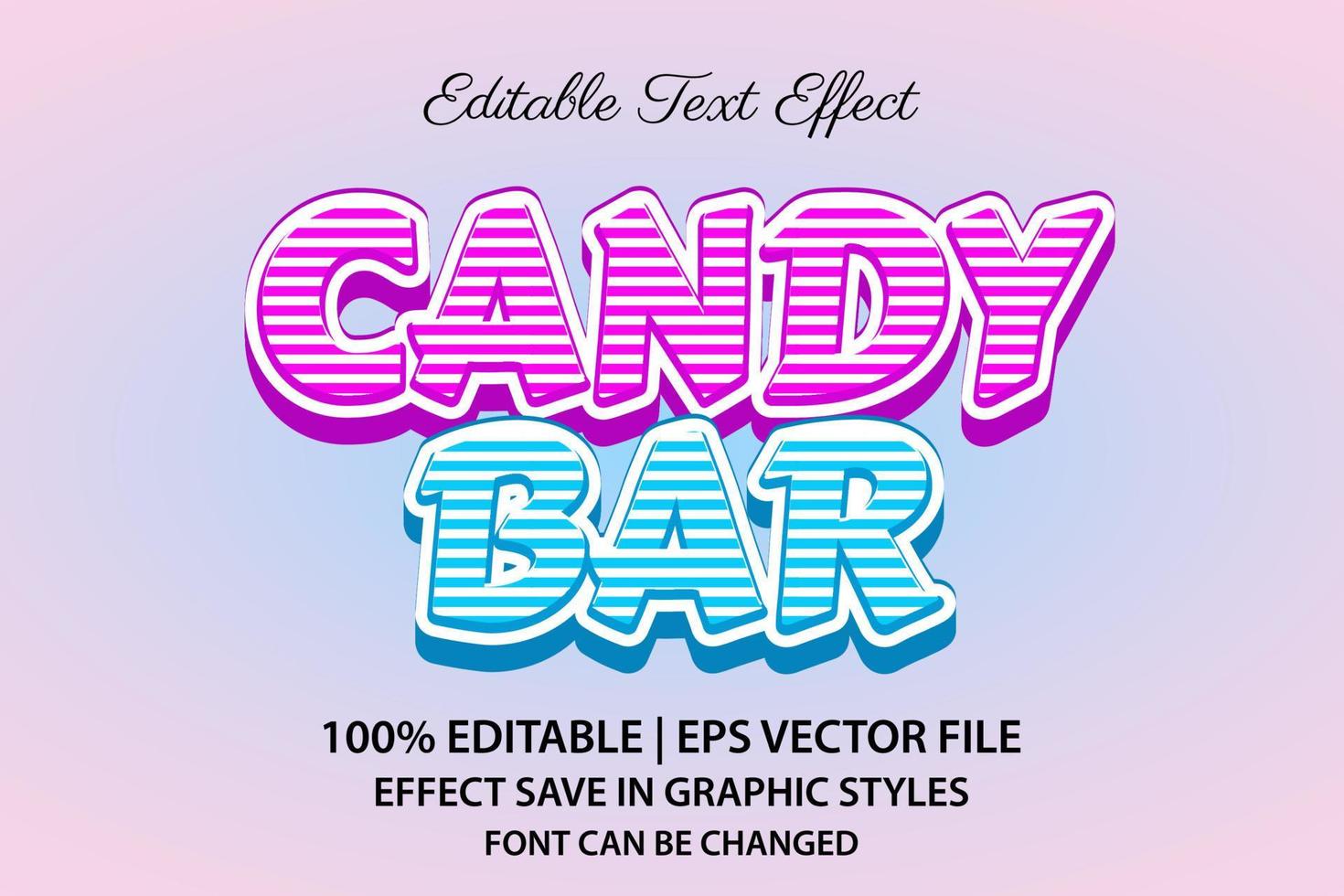 candybar roze en blauw 3d bewerkbaar teksteffect vector