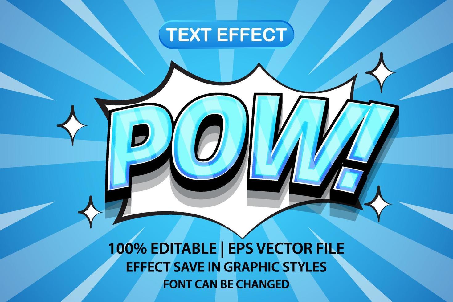 pow 3D bewerkbaar teksteffect vector