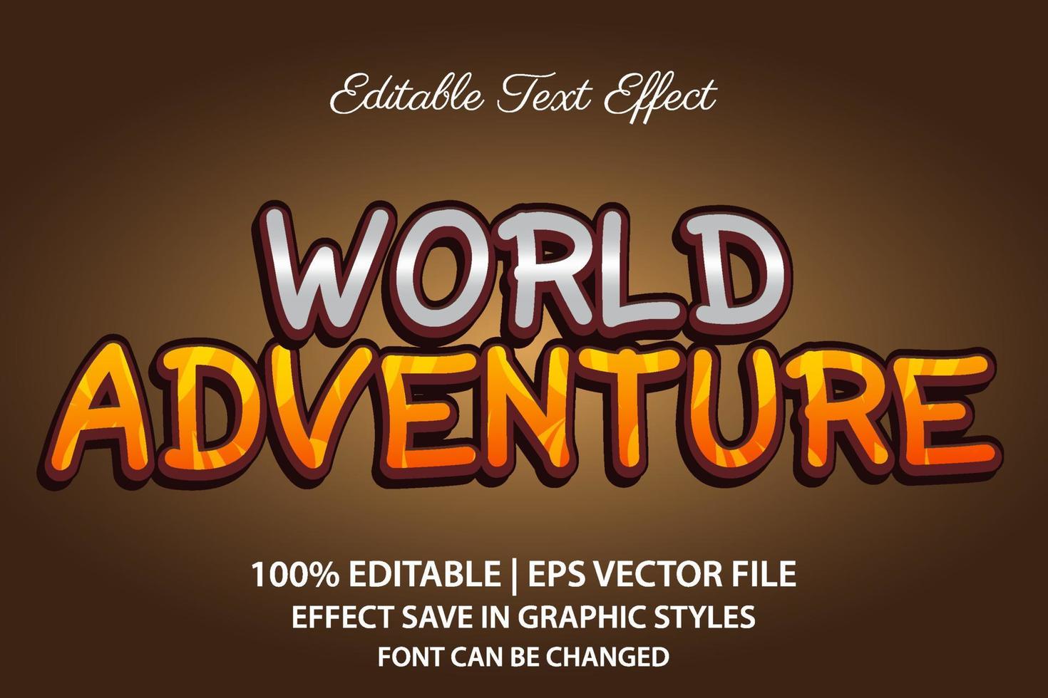 wereldavontuur 3d bewerkbaar teksteffect vector