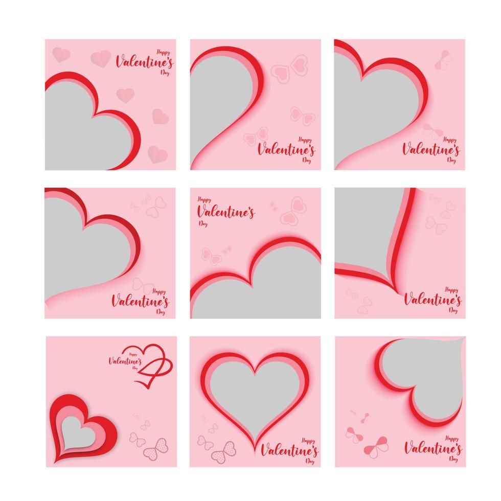 Valentijnsdag rood en roze postontwerp deel één vector