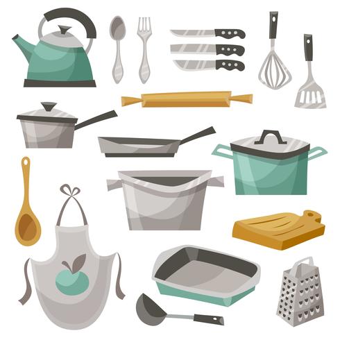 Keuken spullen Icons Set vector