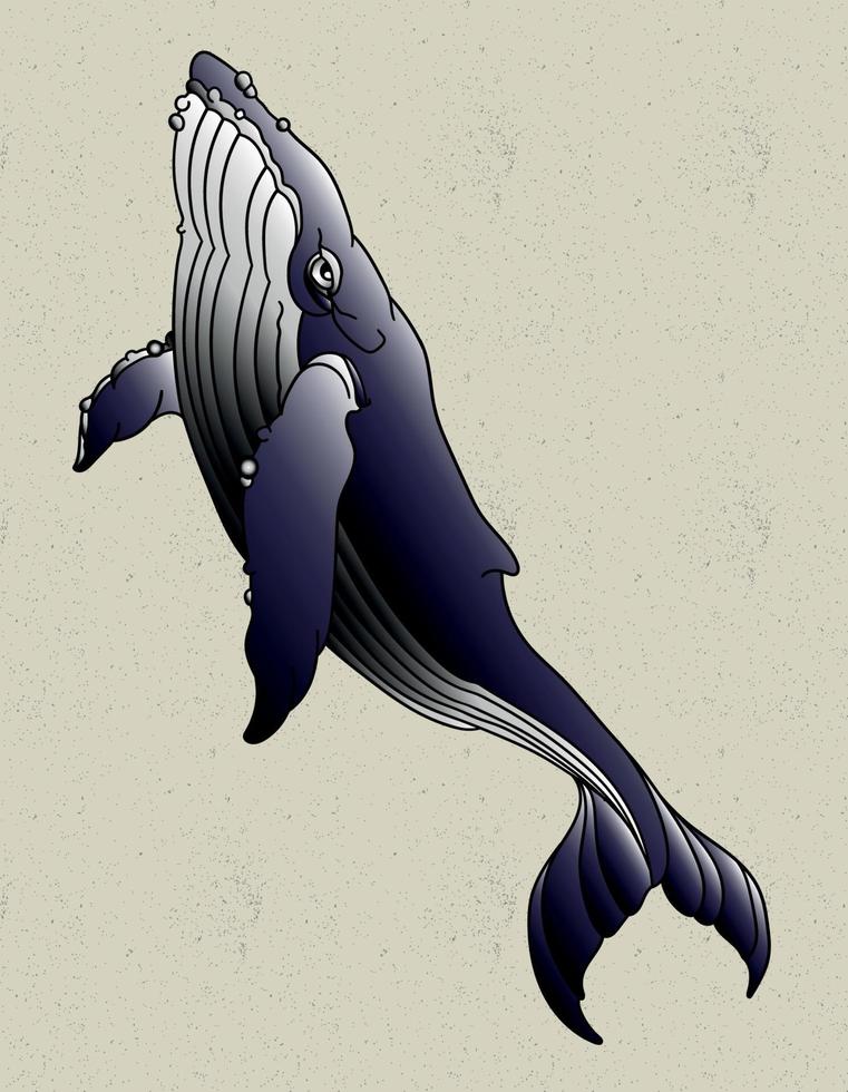 walvis oceaan dieren tattoo vector