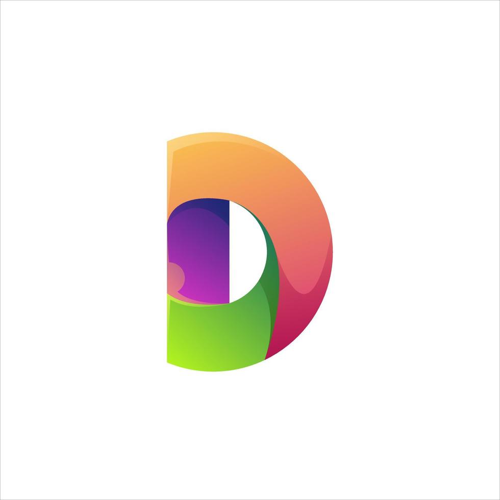 letter d logo illustratie gradiënt kleurrijk vector