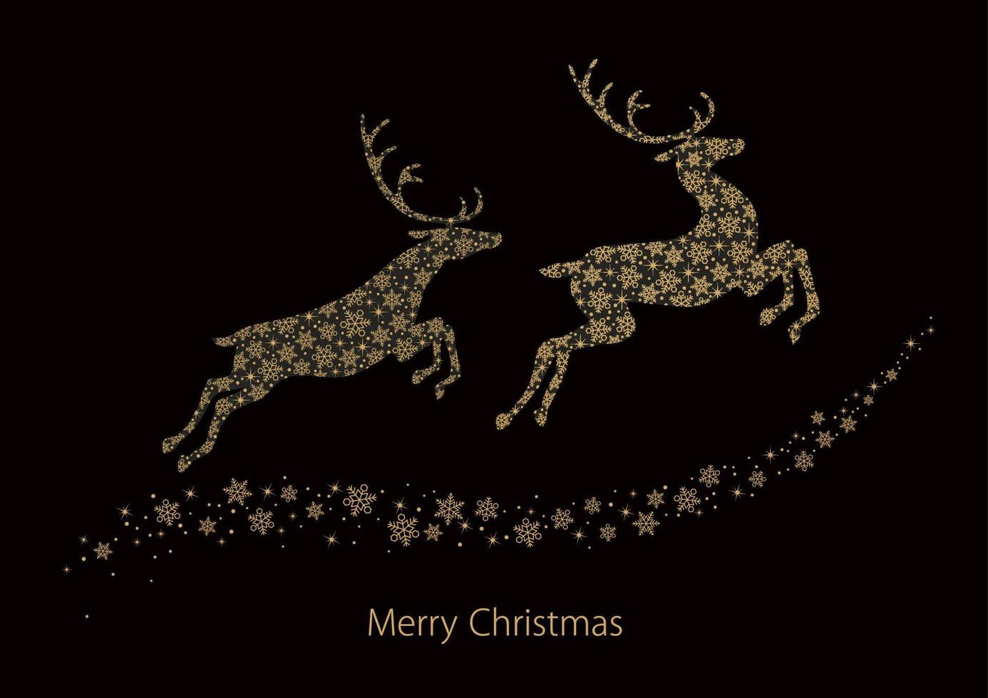 rendieren silhouet met sneeuwvlok patroon geïsoleerd op een zwarte achtergrond. kerst symbool vectorillustratie. vector