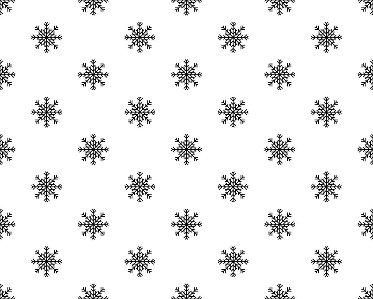 sneeuwvlok eenvoudig naadloos patroon. zwarte sneeuw op een witte achtergrond. abstract behang, inwikkeling van decoratie. symbool van de winter, prettige kerstvakantie, gelukkig nieuwjaar viering vectorillustratie vector