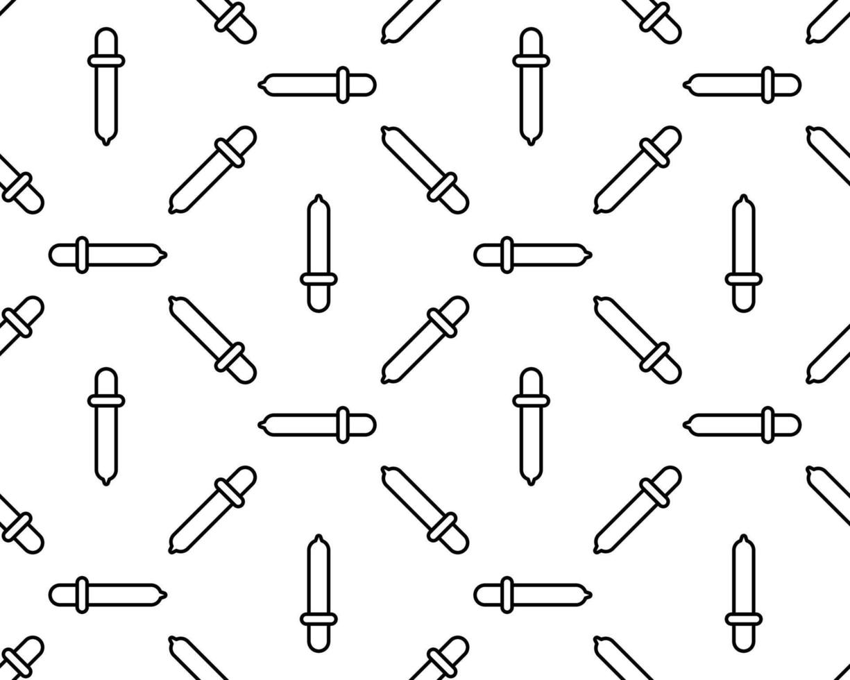 zwarte pipet pictogram geïsoleerd naadloos patroon op witte achtergrond. element van medische, chemische laboratoriumapparatuur. pipet met druppel. geneeskunde symbool. vector illustratie