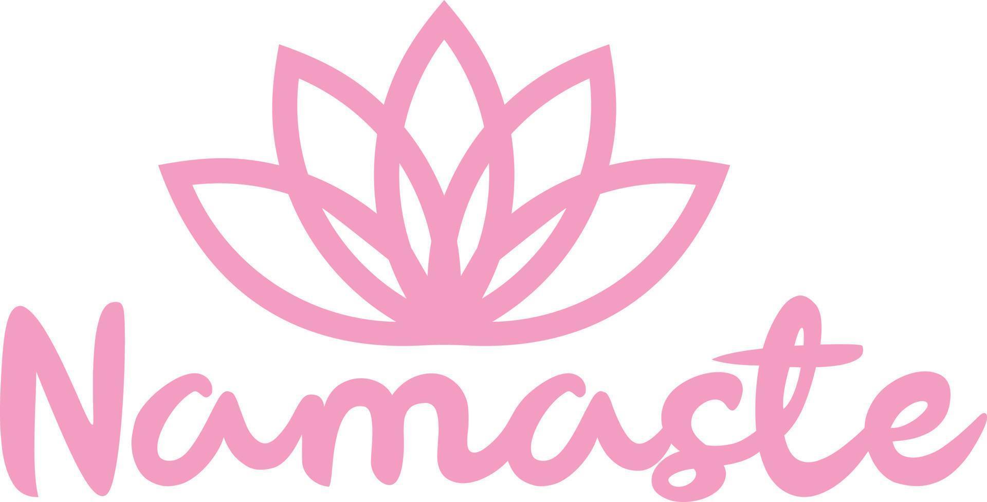 namaste belettering met lotusbloem vector