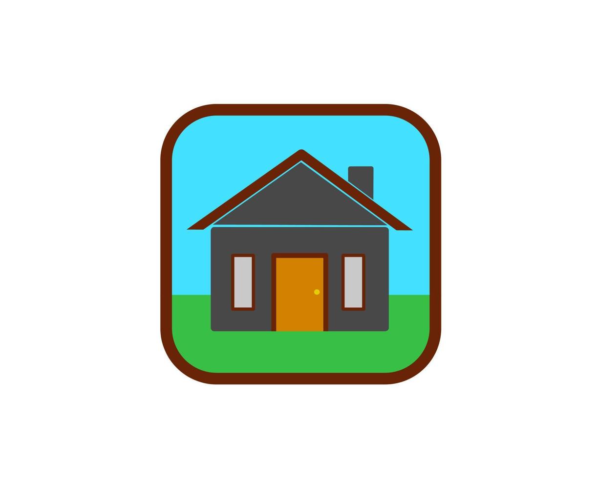 gekleurd huisje, geïsoleerd op een vierkante achtergrond, gratis vector