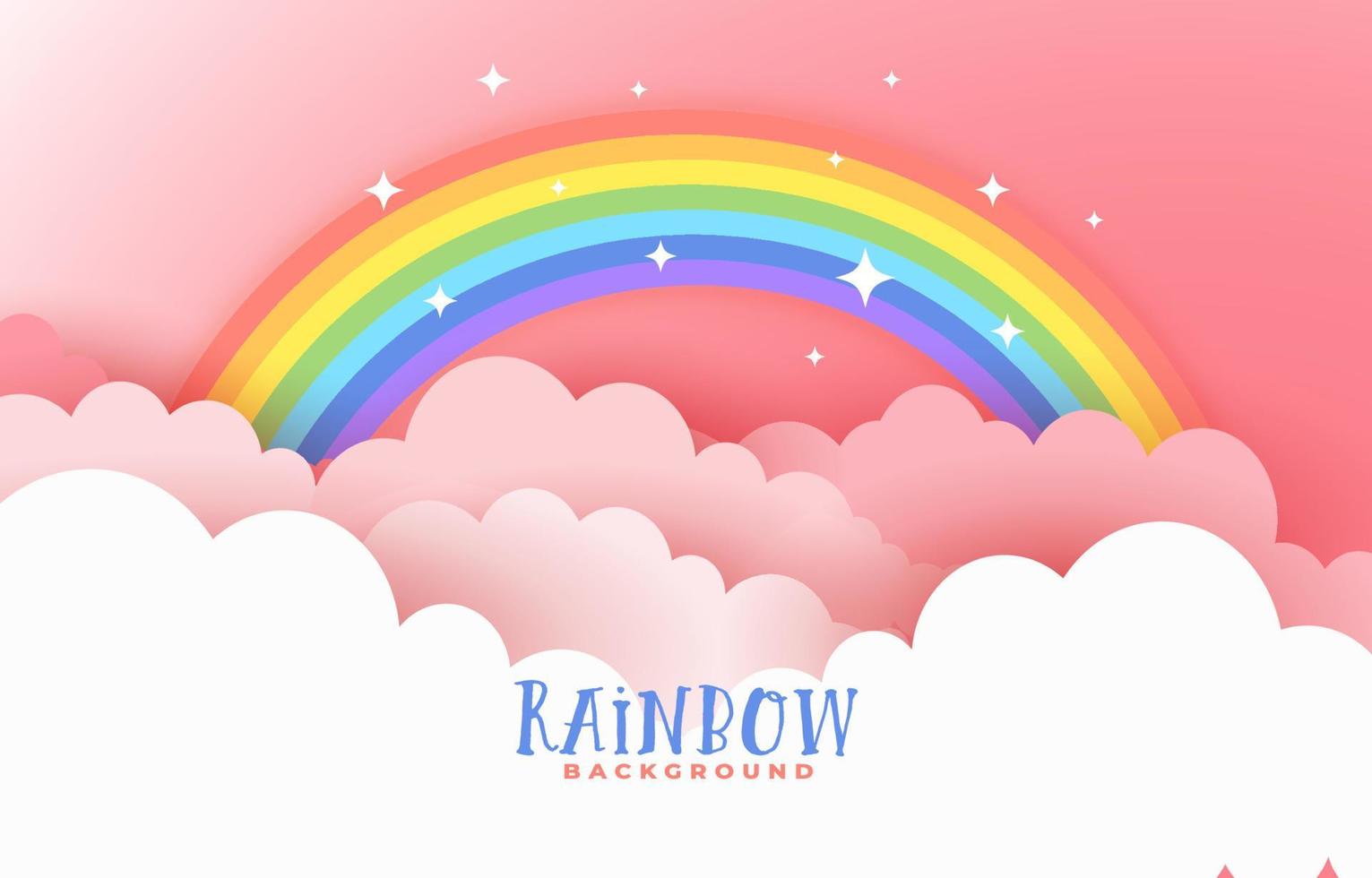 schattig regenboog en wolken roze achtergrondontwerp vector