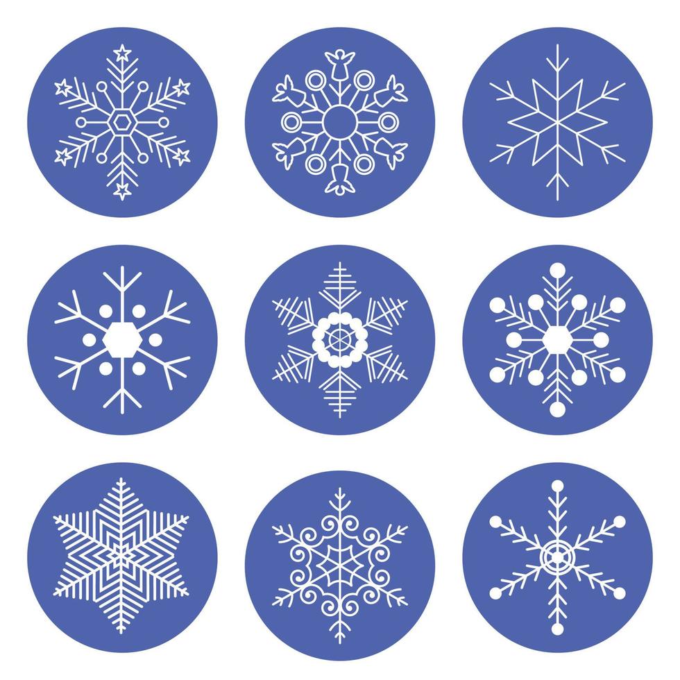 kerst winter platte sneeuwvlokken set vector