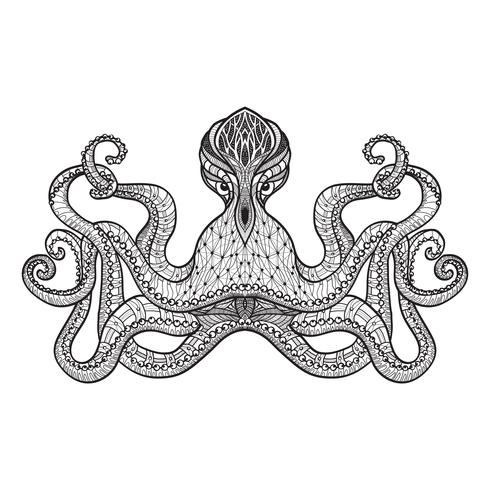 Doodle schets octopus zwarte lijn vector