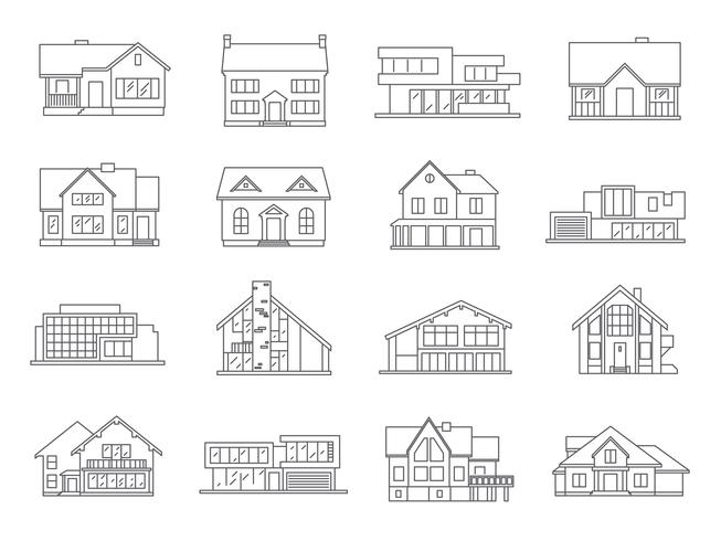 Huis Icons Flat Set vector