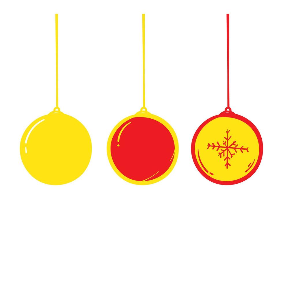 set van kerstballen illustratie met hand getrokken doodle stijl vector geïsoleerd