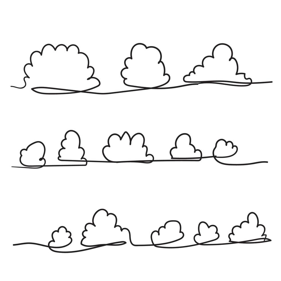 doorlopende lijntekening. wolken.doodle hand tekenstijl vector