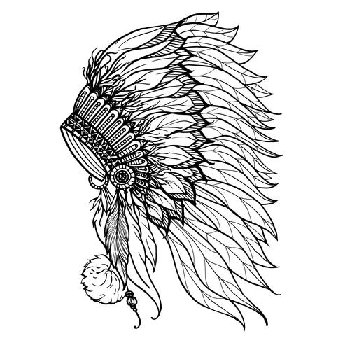 Doodle hoofdtooi voor Indian Chief vector
