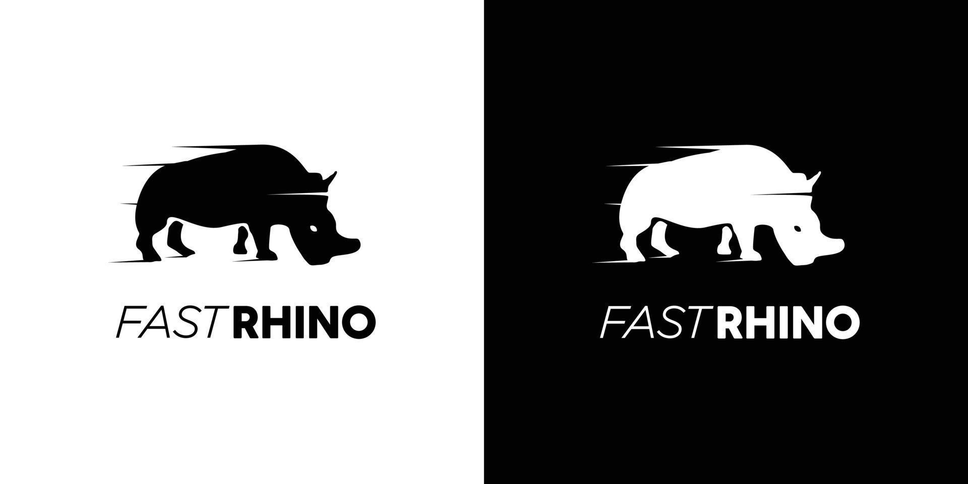 eenvoudig en cool rennend neushoorn illustratie logo vector