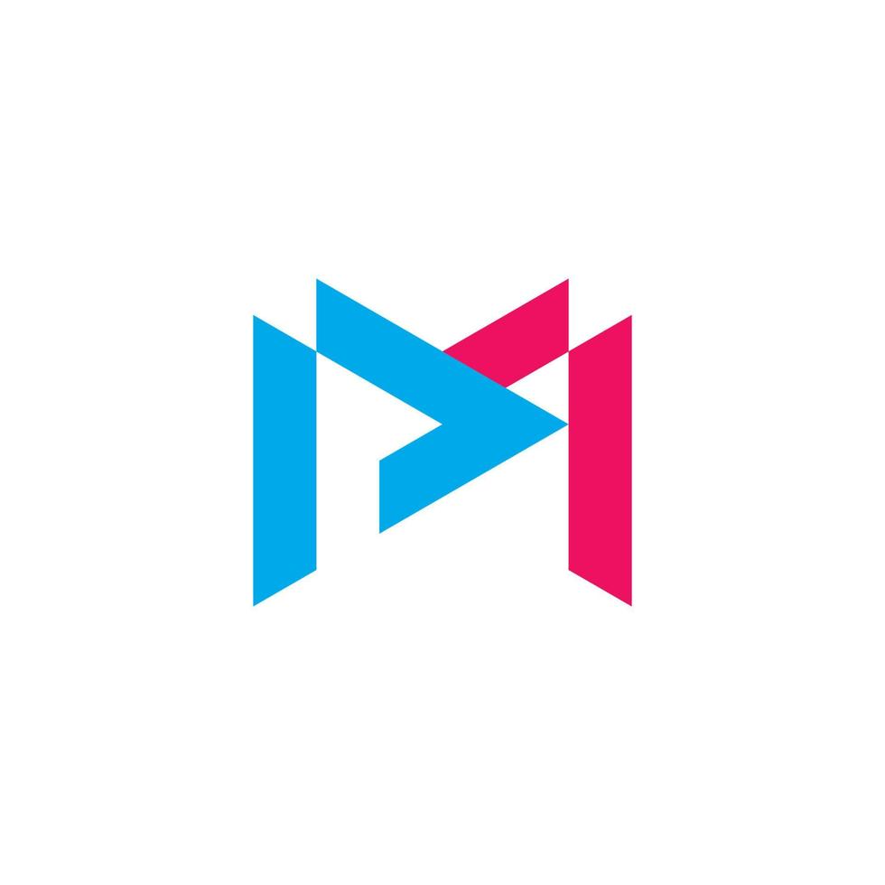 brief pm eenvoudige geometrische lijn logo vector