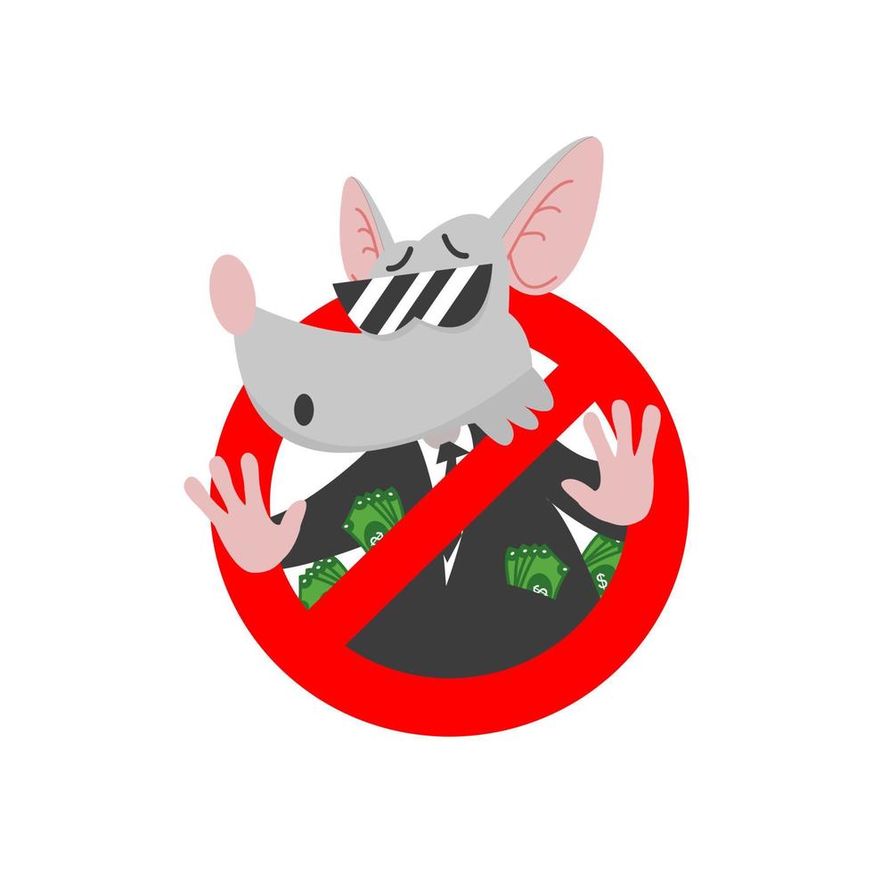 verboden corruptor muis geschikt voor anti-corruptie illustratie vector