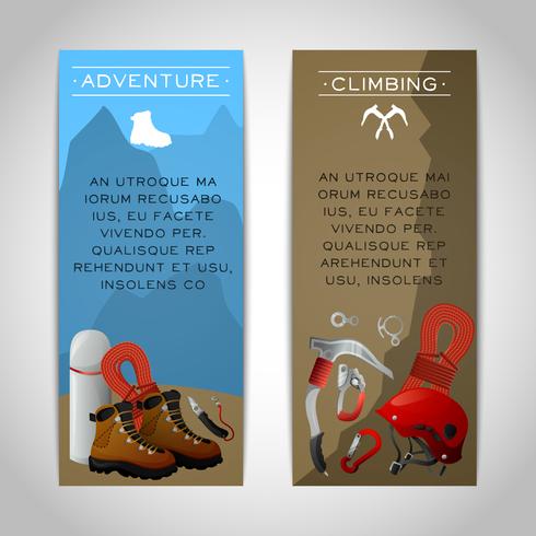 Bergbeklimming twee geplaatste banners vector