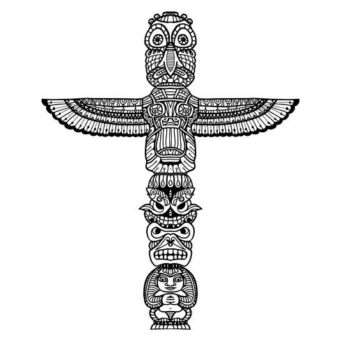 Doodle totem illustratie vector