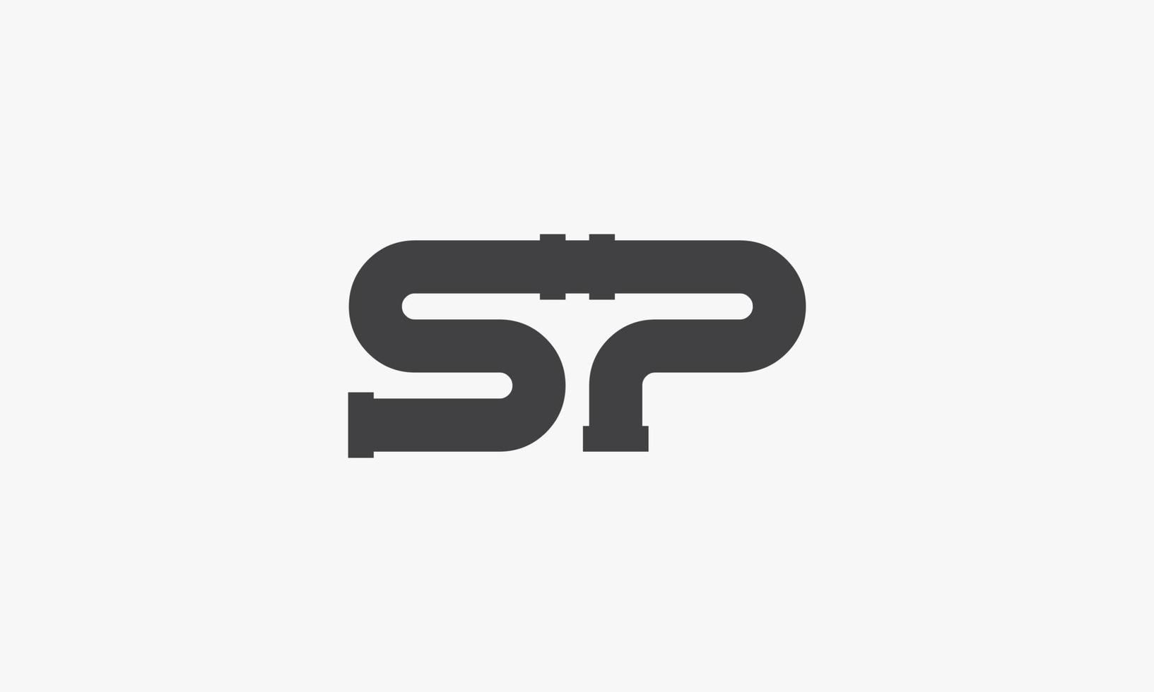 SP pijp brief logo concept geïsoleerd op een witte achtergrond vector