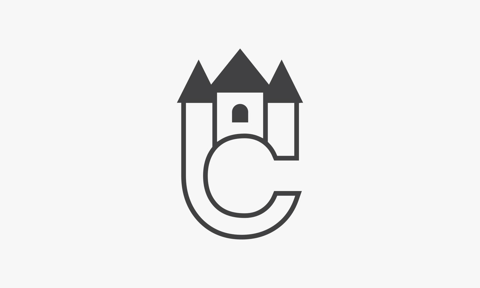 kasteel letter c logo concept geïsoleerd op een witte achtergrond. vector