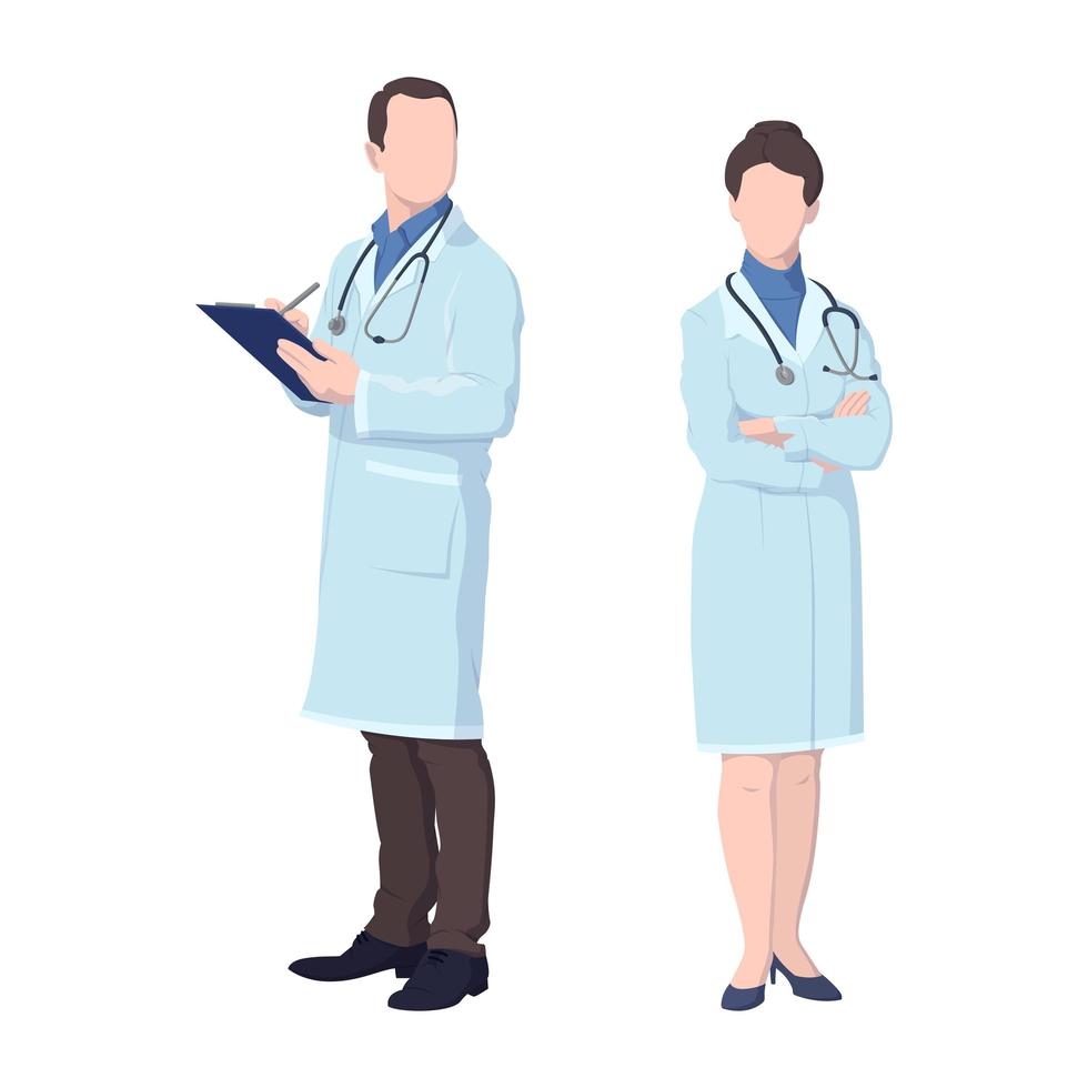 man en vrouw arts, verpleegster of ordelijk op een witte achtergrond, behandeling van ziekten en virussen - vector