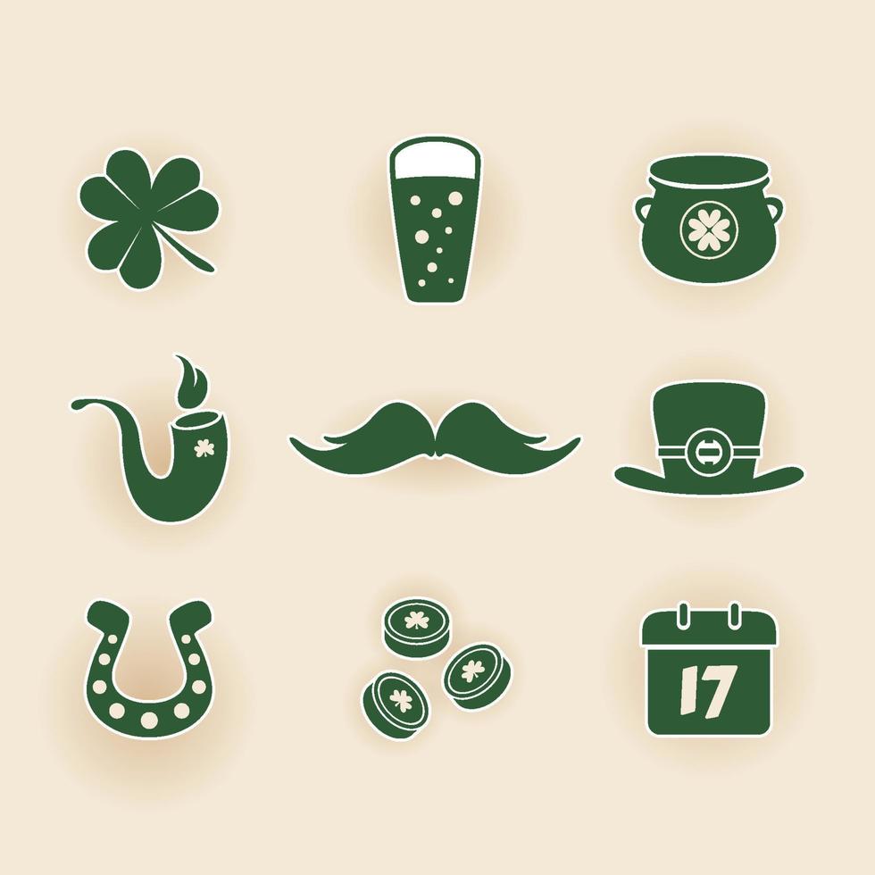 heilige patrick dag icon set vector