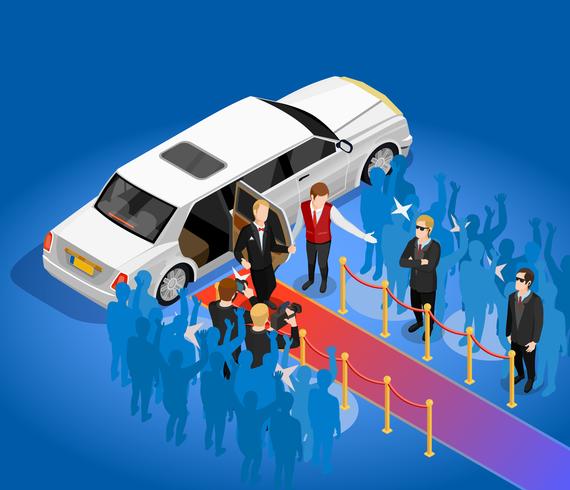 Muziek Award Celebrity Limousin isometrische illustratie vector