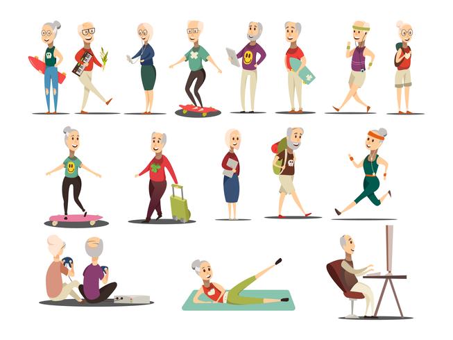 Oudere mensen Concept Icons Set vector