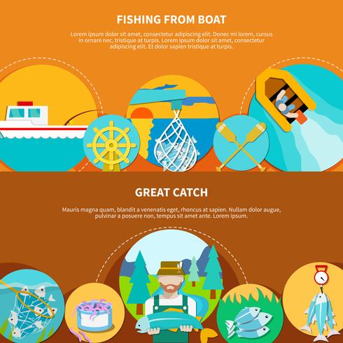 Vissersboot horizontale banners vector