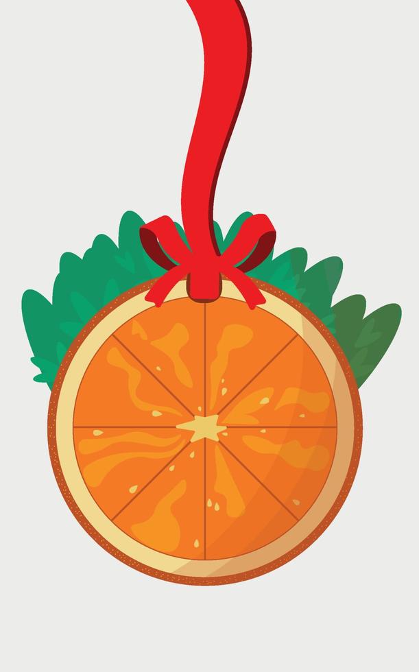 sinaasappel schijfje. kerst decor. kerstboomversiering. vector illustratie