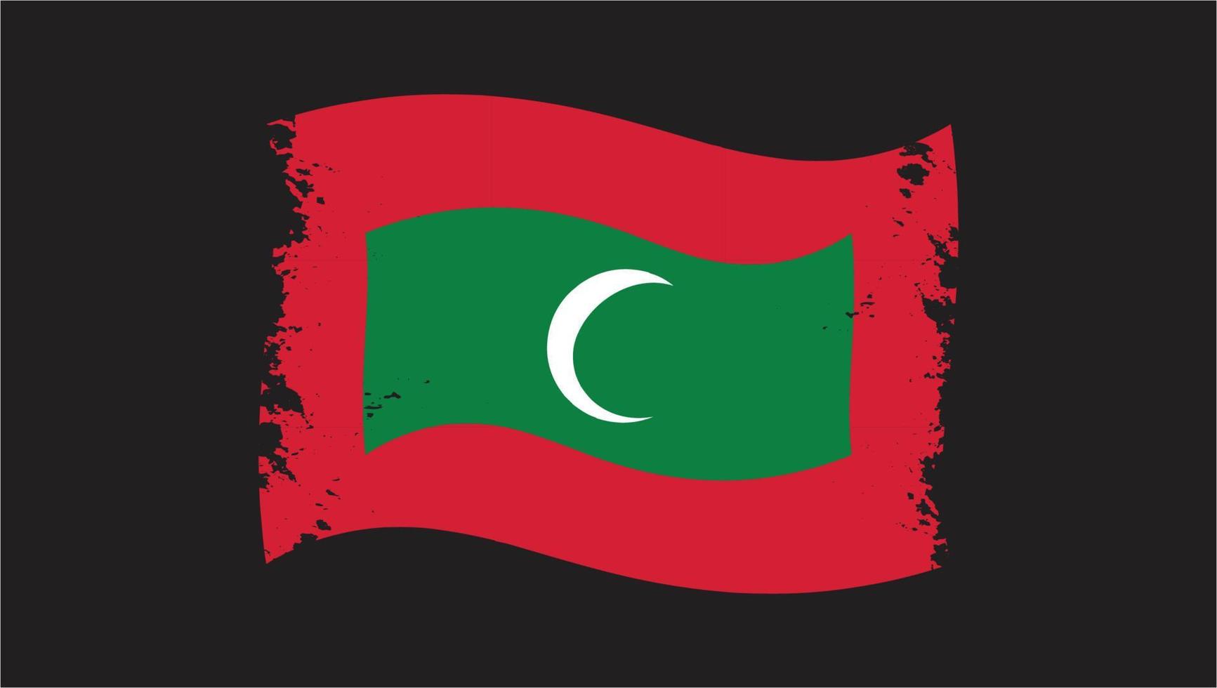 maldiven land transparante golvende vlag grunge brush vector