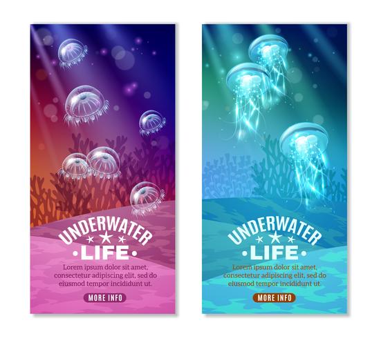 Onderwater kleurrijke Banners Set vector