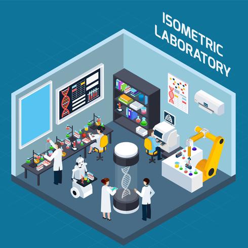 Laboratorium interieur isometrisch ontwerp vector