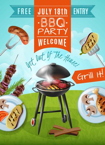 Barbecue partij poster vector