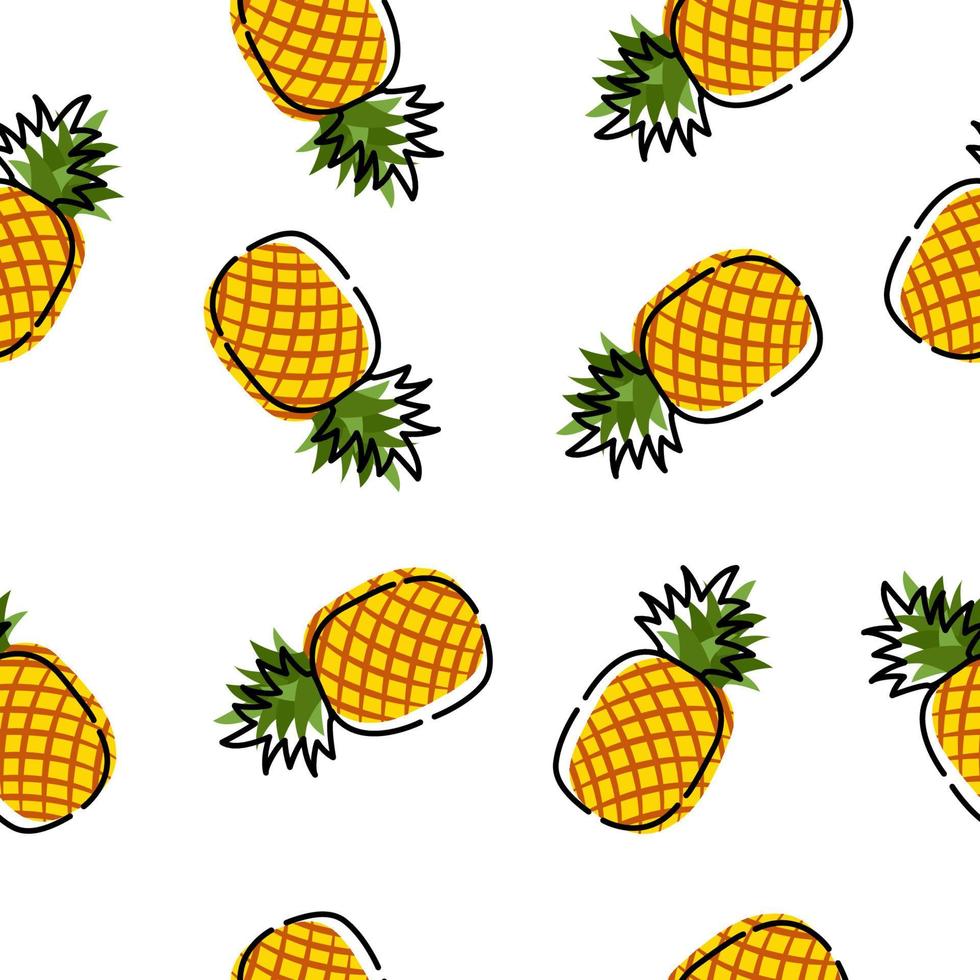 ananas fruit naadloze patroon achtergrond, vectorillustratie voor textiel print, behang, fashion design vector