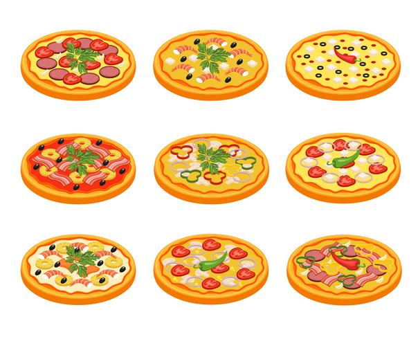 Pizza pictogrammen instellen vector