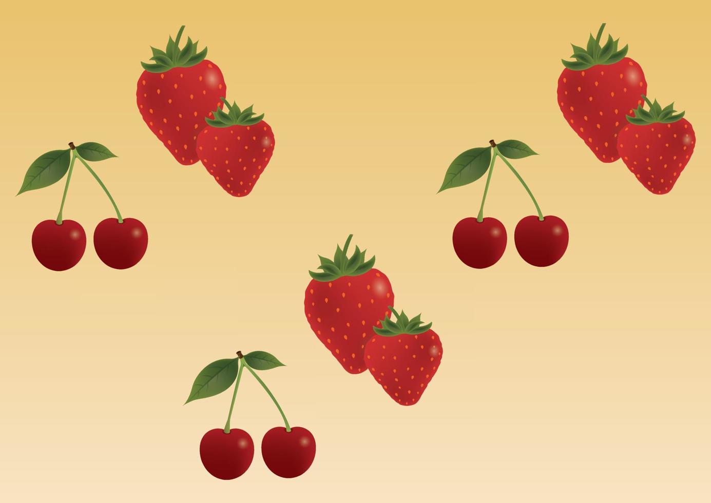 vectorillustratie van aardbeien en kersen. vers fruit vector