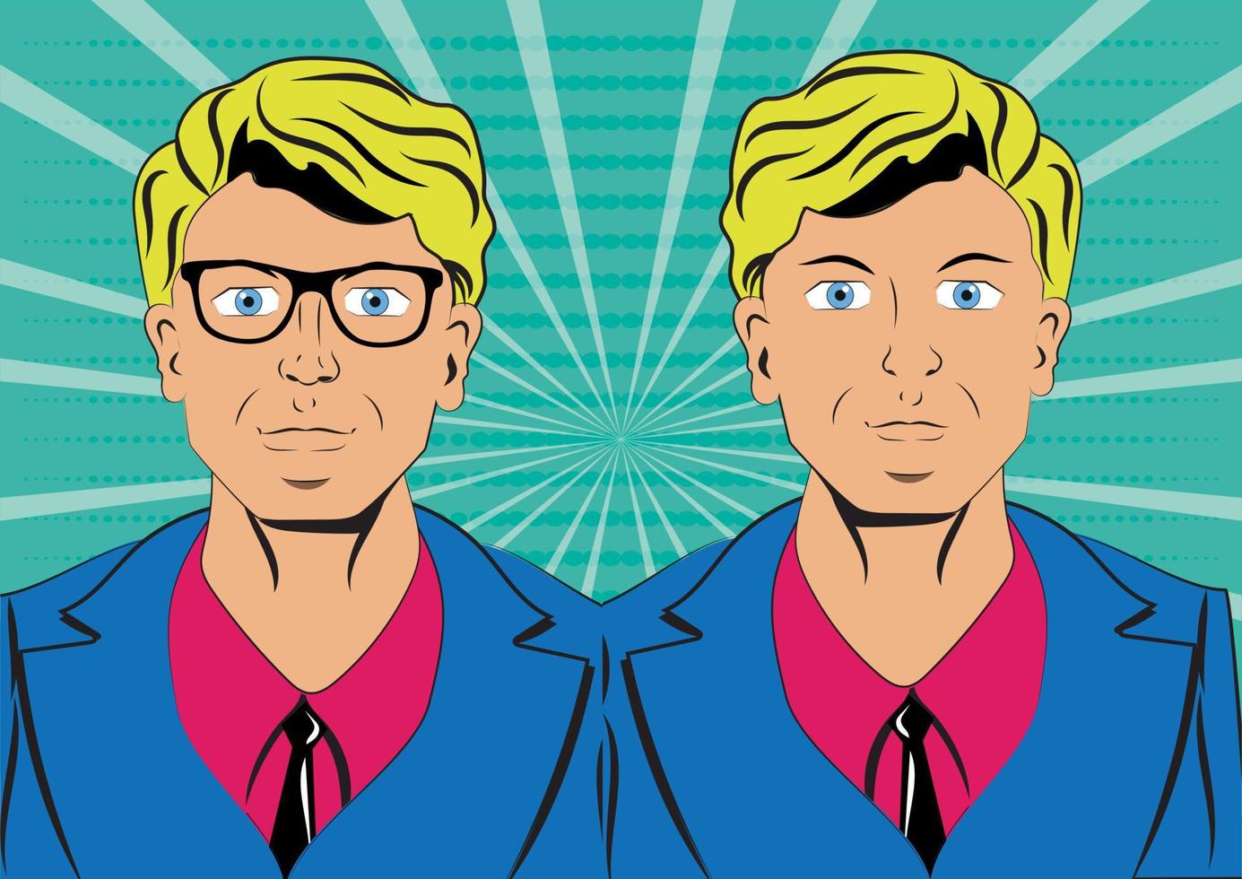 vectorillustratie van komische blonde haren man. popart komische blonde haren man. pop art strip vector