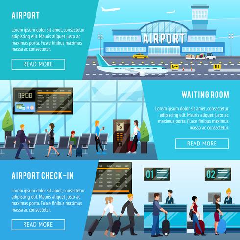 Luchthaven horizontale banners instellen vector