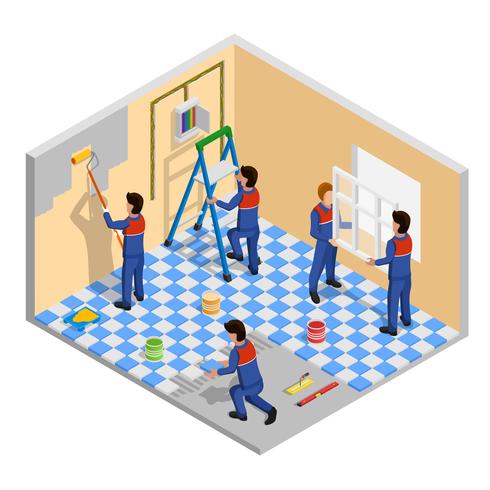 Renovatie isometrische samenstelling vector