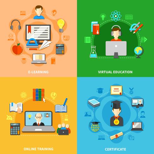 Vier E-Learning Icon Set vector