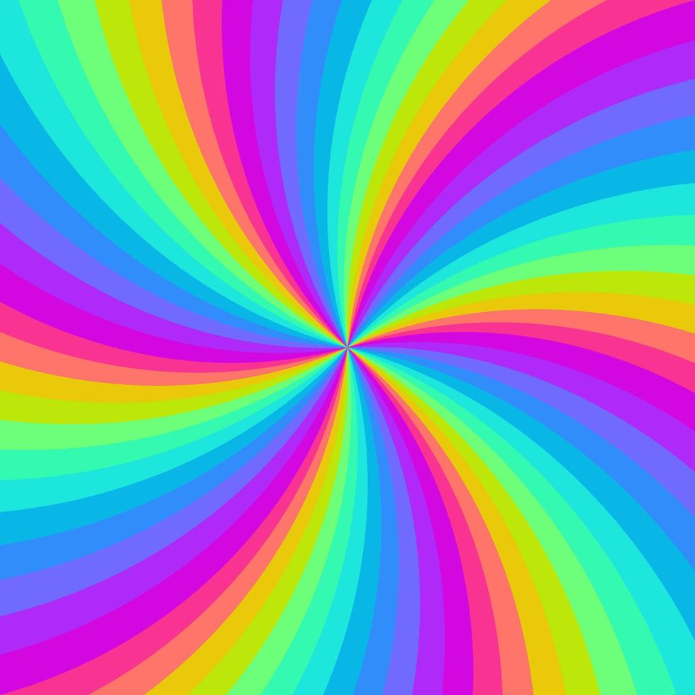 regenboog neon swirl achtergrond. radiale gradiënt regenboog van gedraaide spiraal. vectorillustratie. vector