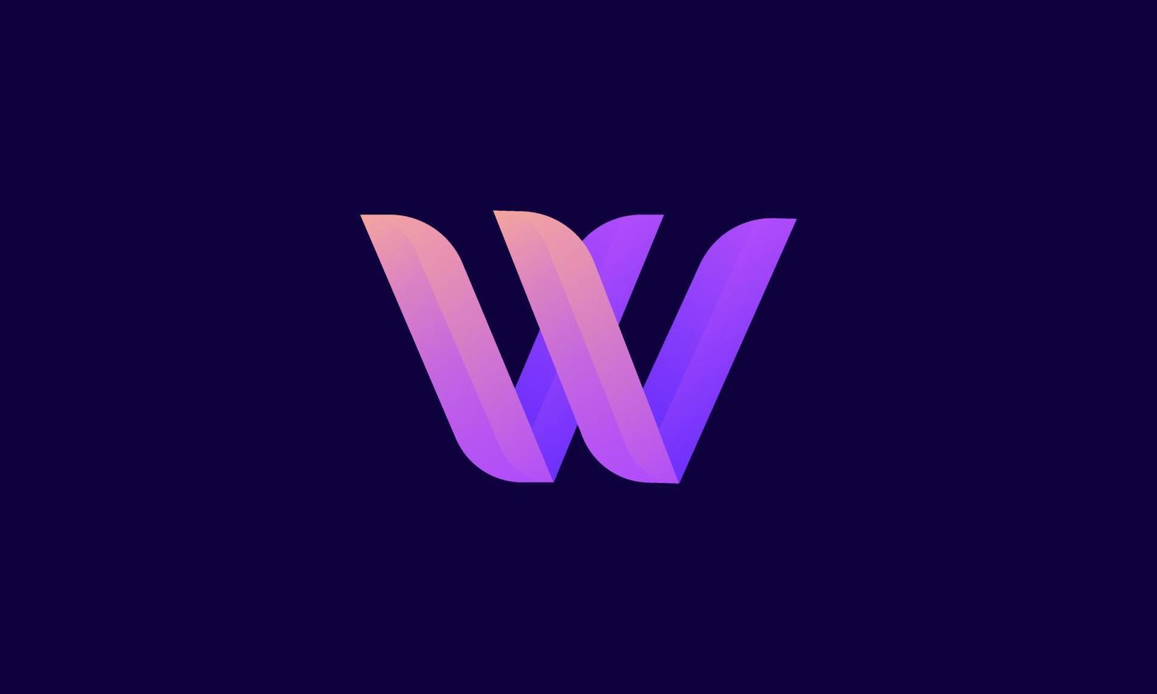letter w logo-ontwerp met moderne paarse kleur geïsoleerd op donkere achtergrond vector